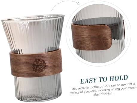 Wakauto Glass Toothbrush Cup with Wood Base