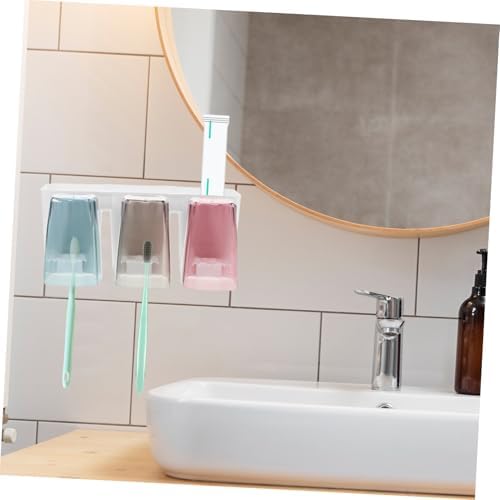 FONDOTIN 1Set Wall Mounted Toothbrush Rack Cup Holder Organizer