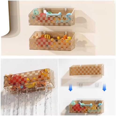 Natheeph Bath Toy Storage Caddy 2-Piece Large Capacity Organizer Brown