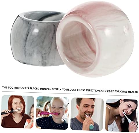 2Pcs Marbling Ceramic Toothbrush Holder Organizer