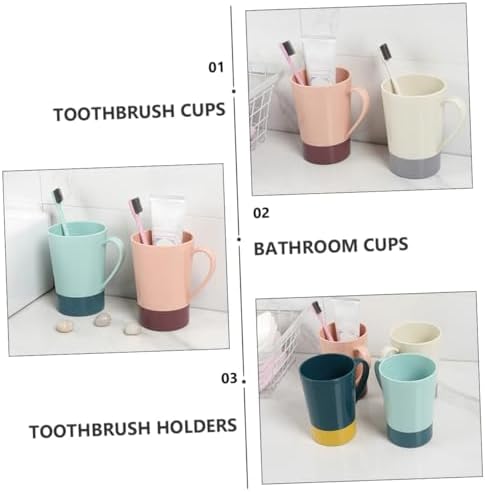 WESIEVYA 4pcs Bathroom Mug Toothbrush Holder