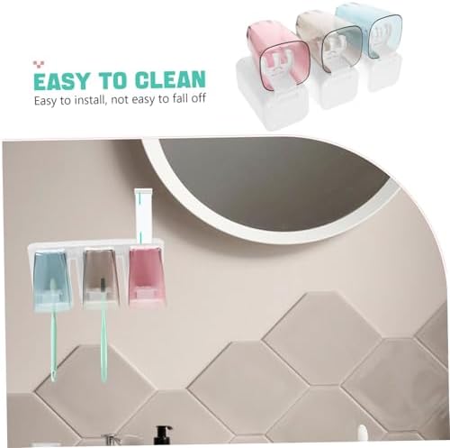 1Set Multifunction Wall Mounted Toothbrush Rack with Cups
