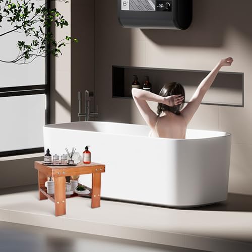 SenenQu Bamboo shower bench with 14-inch storage