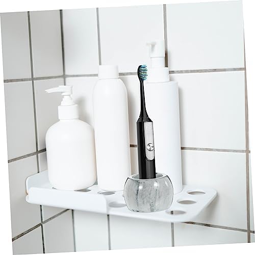 2-Piece Marble Pattern Electric Toothbrush Holder - Stylish Bathroom Organizer