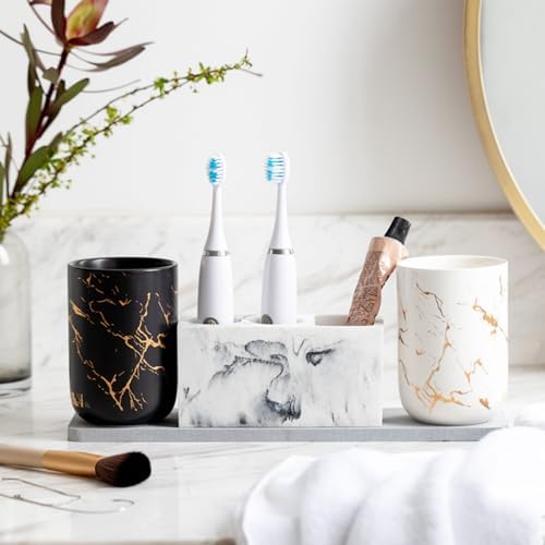 Marble Toothbrush Holder Dishwasher Safe Organizer for Bathroom