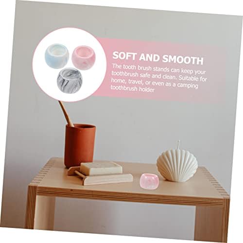 3Pc Marble Ceramic Electric Toothbrush Holder Organizer - Stylish Space Saving Easy to Clean