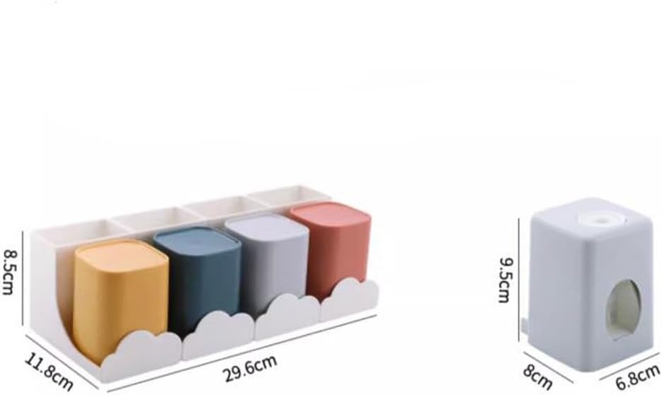 Wall Mounted Toothbrush Holder with Squeezer and Storage