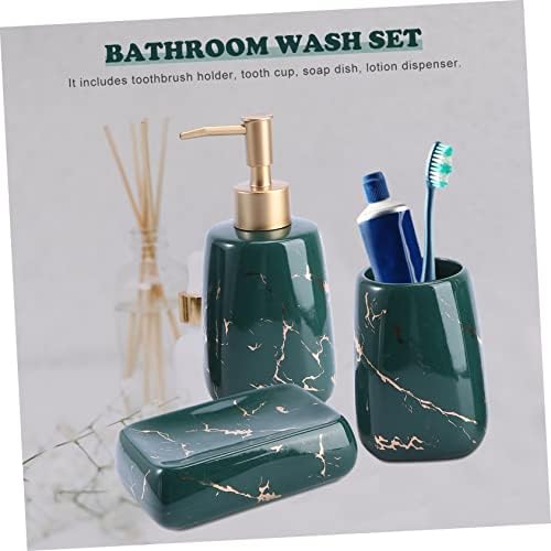 3Pcs Snow White Marble Bathroom Toothbrush Holder Soap Dish