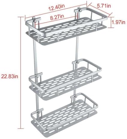 Finately Lit Aluminum Bathroom Wall Caddy Organizer 315x145x58cm Silver Pyramid