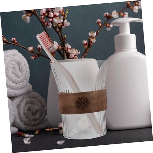 Cabilock Glass Toothbrush Cup with Wooden Handle