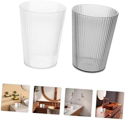 2-Piece Clear Plastic Toothbrush Mouthwash Holder for Bathroom Use