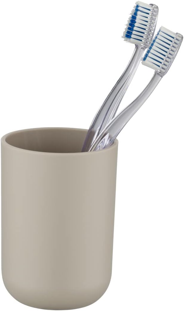 High-Quality Taupe Plastic Toothbrush Tumbler Unbreakable Durable