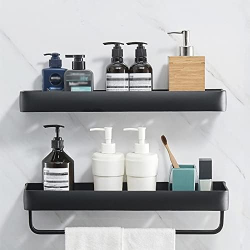 BAHELS 30cm Wall-Mounted Black Aluminum Shower Organizer