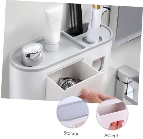 1Pc Wall Mounted Toothbrush Rack with Automatic Toothpaste Dispenser