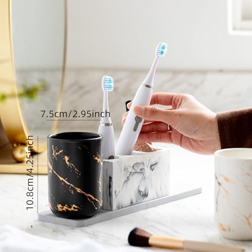 Marble Toothbrush Holder Dishwasher Safe Organizer for Bathroom