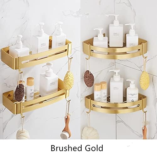 Wall-Mounted Shower Caddy Space-Saving Organizer Brushed Gold