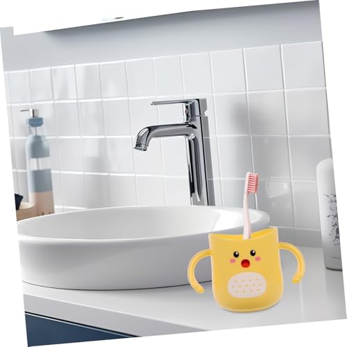 Kisangel Toothbrush Cup Double Handles Durable Cartoon Holder Easy to Clean