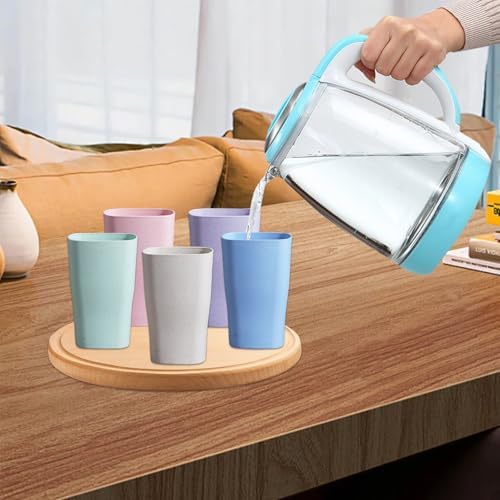 Incauca 5-Pack Square Wheat Straw Reusable Toothbrush Tumbler for Home Kitchen