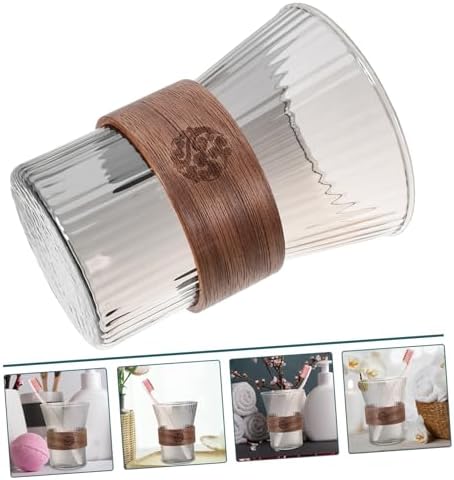 Wakauto Glass Toothbrush Cup with Wood Base