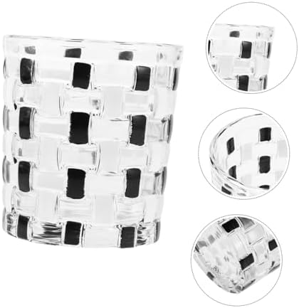 Elegant Checkerboard Glass Toothbrush Holder
