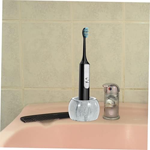 Two-Piece Marble Pattern Toothbrush Stand For Electric Toothbrushes Bathroom Holder