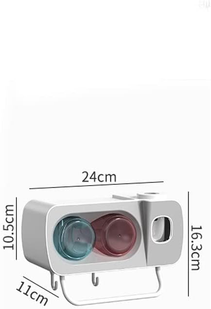 Wall Mount Toothbrush Holder With Eco-Friendly Squeezer 4 Mouthwash Cups