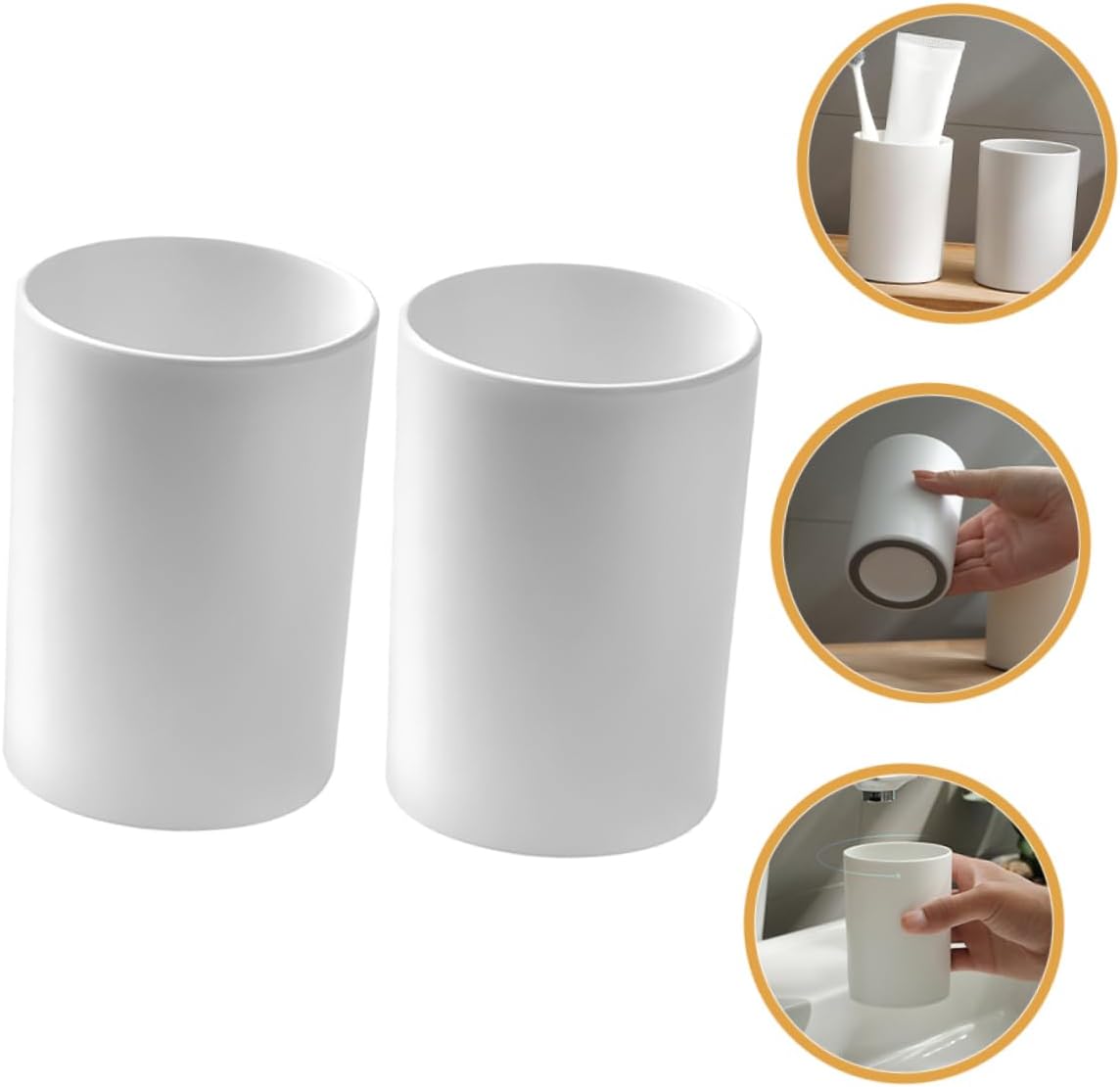 Happyyami 2Pcs Bathroom Tumbler Cups Reusable Unbreakable Multi Purpose Toothbrush and Drinking Cup