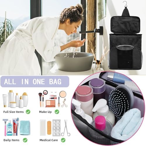 Compact Portable Mesh Shower Caddy with Phone Pocket for College Students