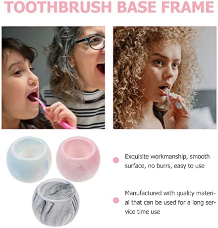 Cabilock 3Pcs Marble Pattern Ceramic Electric Toothbrush Holder - Space Saving Bathroom Organizer