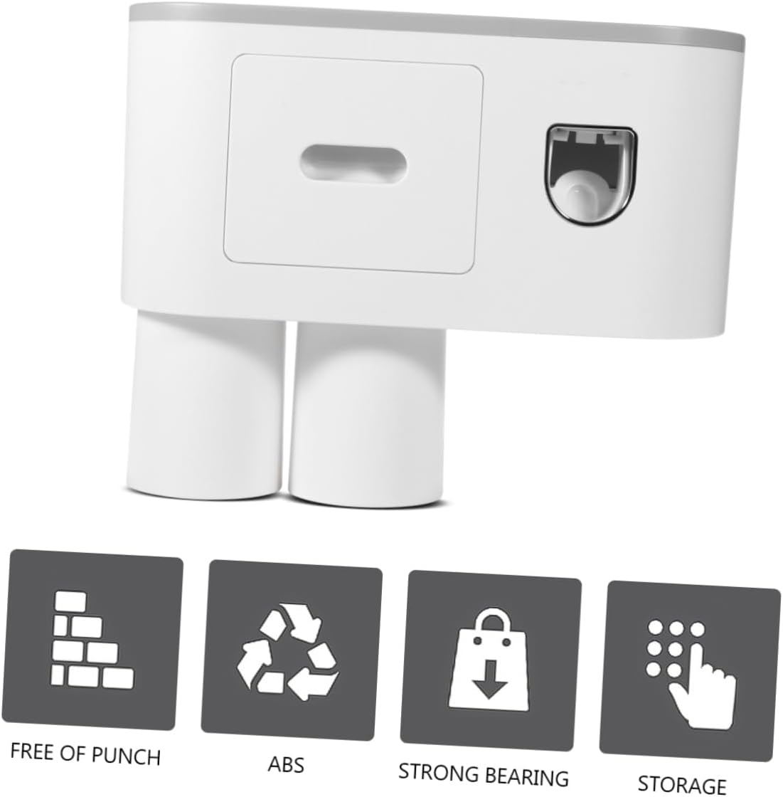 FOYTOKI Wall-Mounted Toothpaste Dispenser Toothbrush Holder with 2 Cups