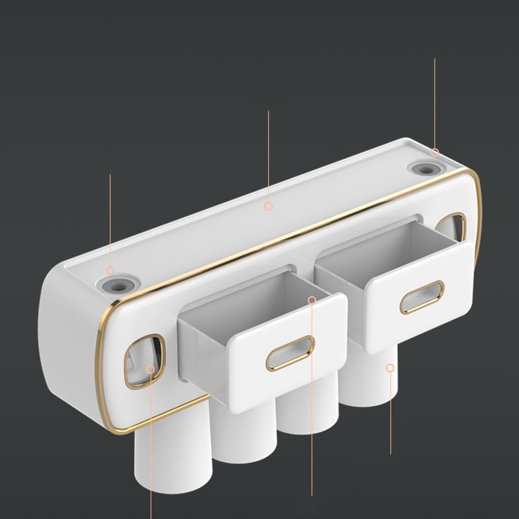 Small Wall-Mounted Toothbrush Holder with Toothpaste Squeeze Device
