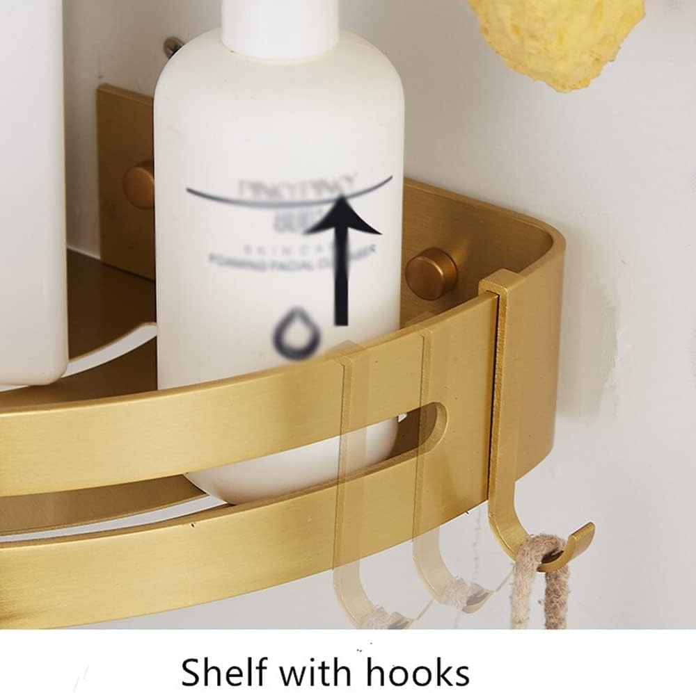 Wall-Mounted Shower Caddy Space-Saving Organizer Brushed Gold