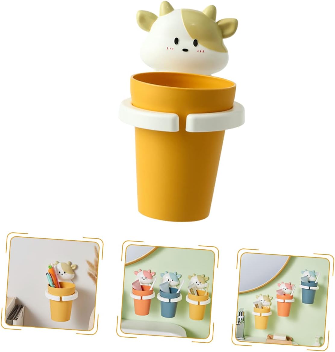 VOSAREA Cartoon Gargle Cup Wall Mounted Toothbrush Holder