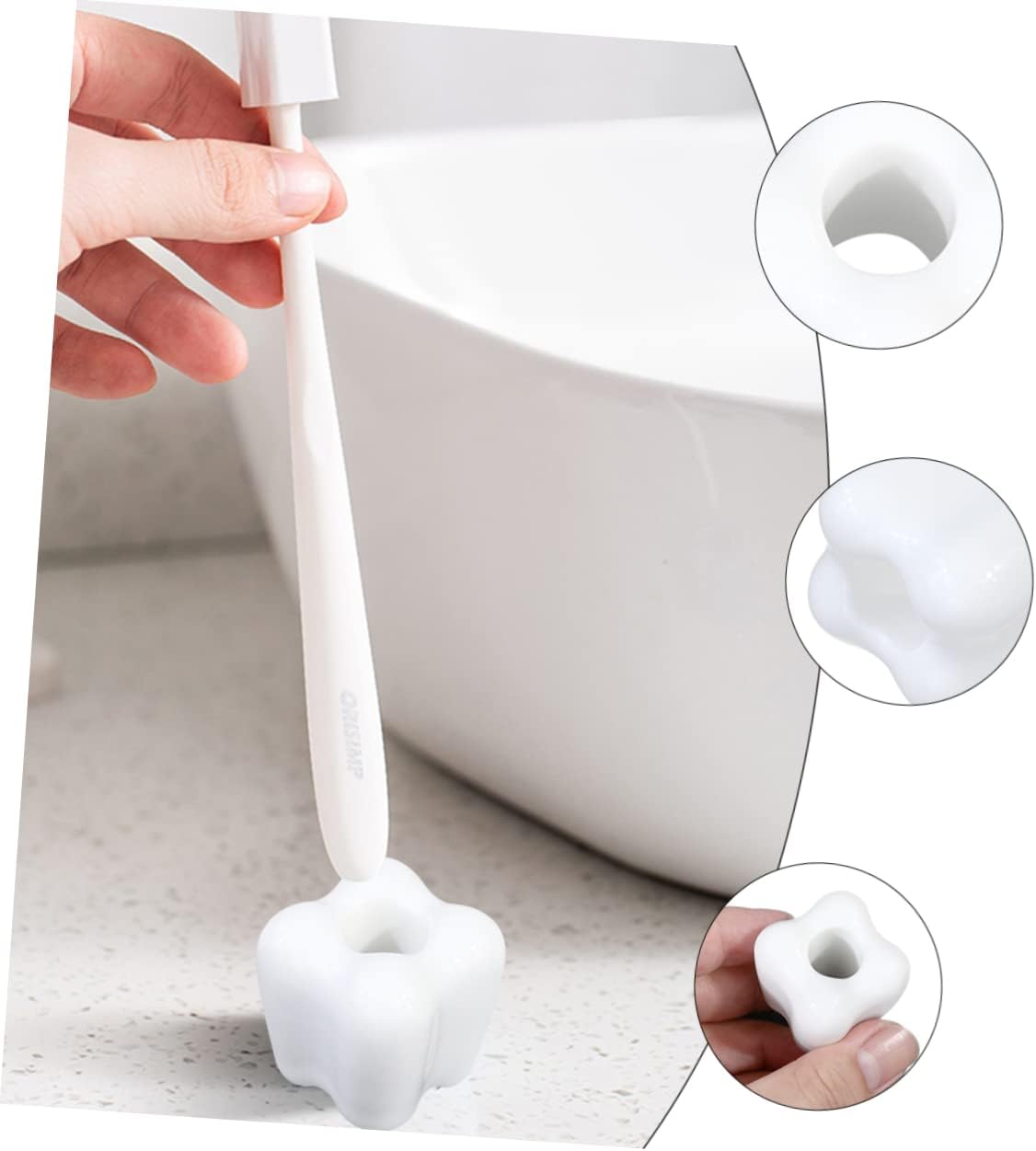 4-Piece Tooth Shaped Toothbrush Holder for Kids White