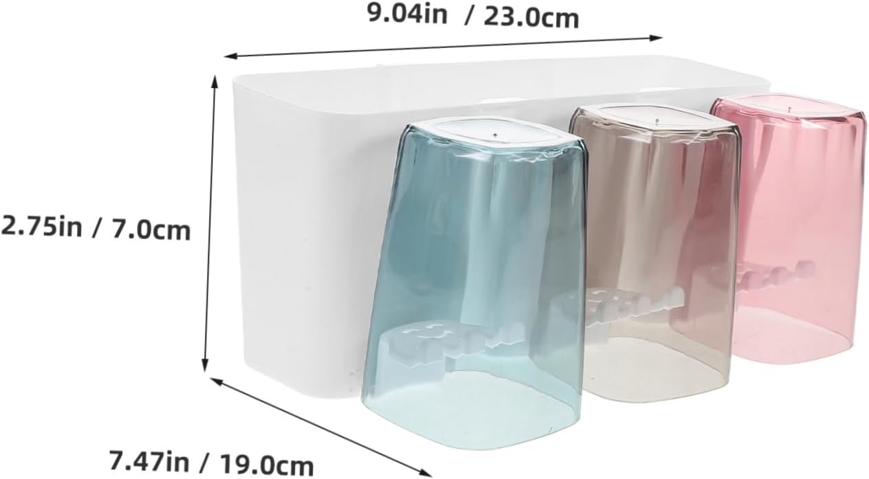 FONDOTIN 1Set Wall Mounted Toothbrush Rack Cup Holder Organizer