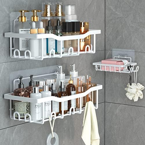 3-Pack Shower Caddy Organizer Large Capacity Rustproof Adhesive Bathroom Storage