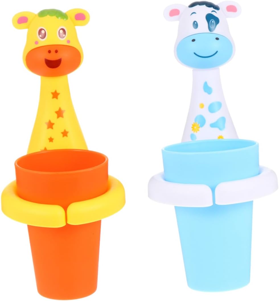 PRETYZOOM 2-Sets Animated Animal Toothbrush Holder for Bathroom