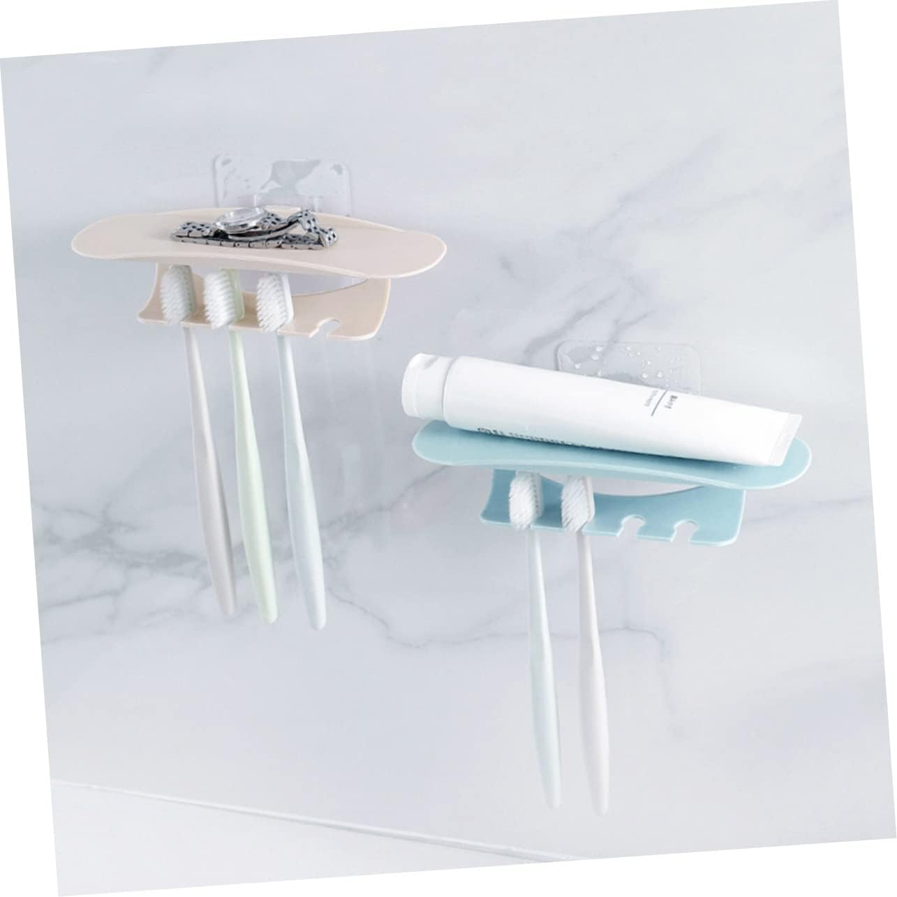 2-Piece Wall-Mounted Toothbrush Organizer with Punch Design