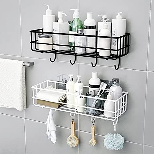 Sturdy Black Shower Shelf for Bathroom Kitchen Floating Wall-mounted Organizer
