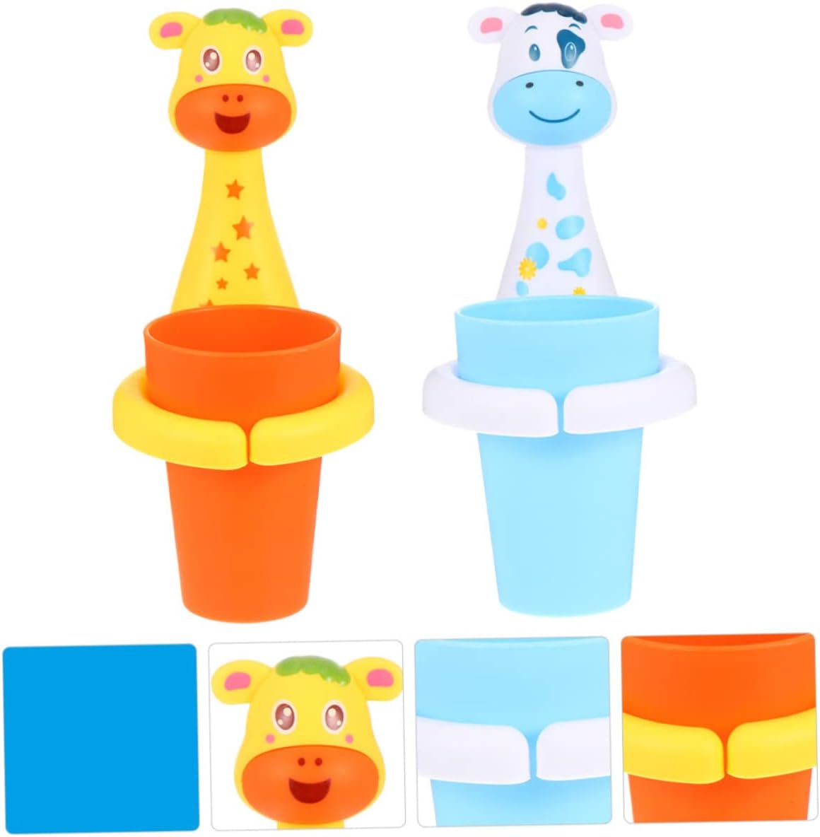 PRETYZOOM 2-Sets Animated Animal Toothbrush Holder for Bathroom