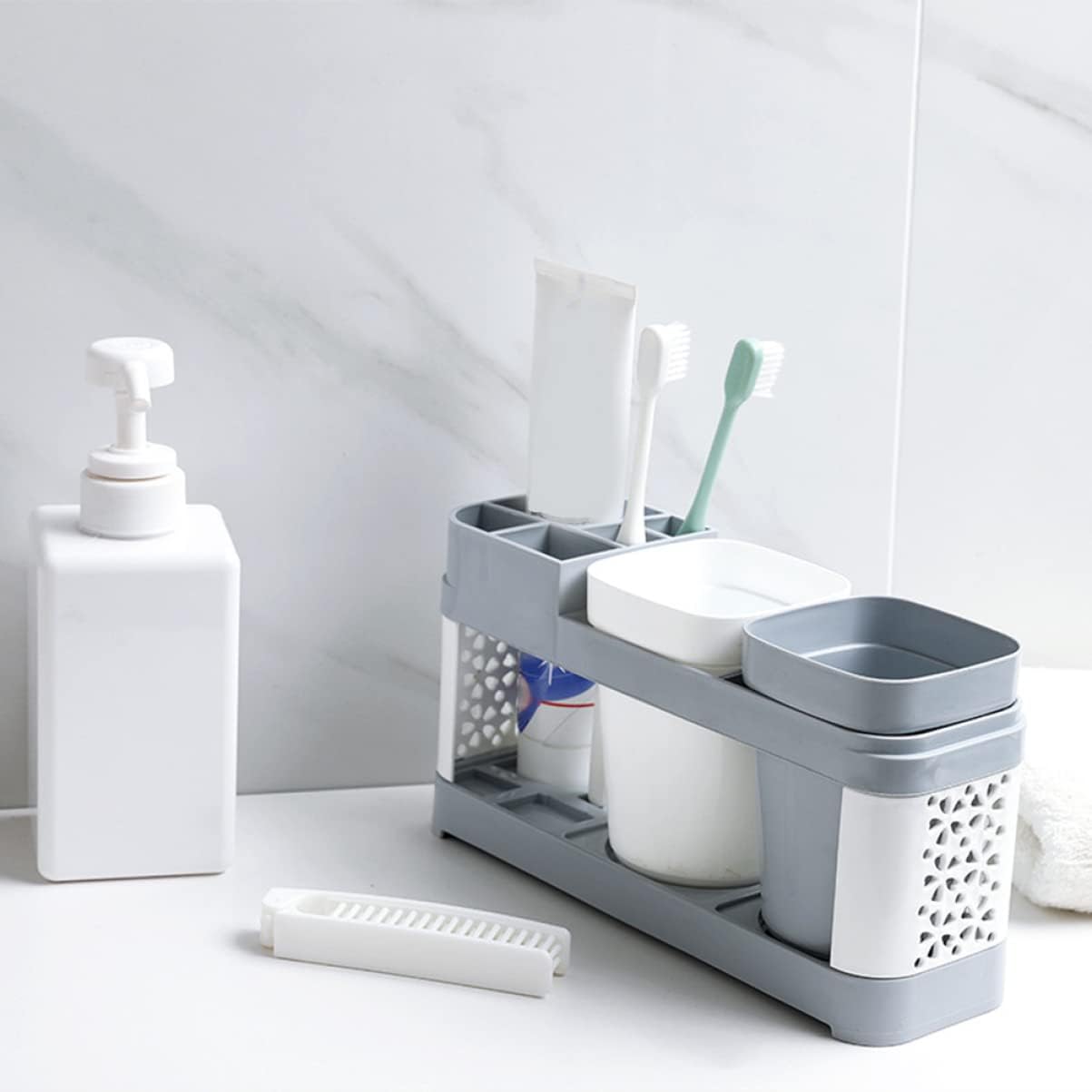 MAGICLULU Track Toothbrush Toothpaste Holder Suction-Cool Design for Home Kitchen
