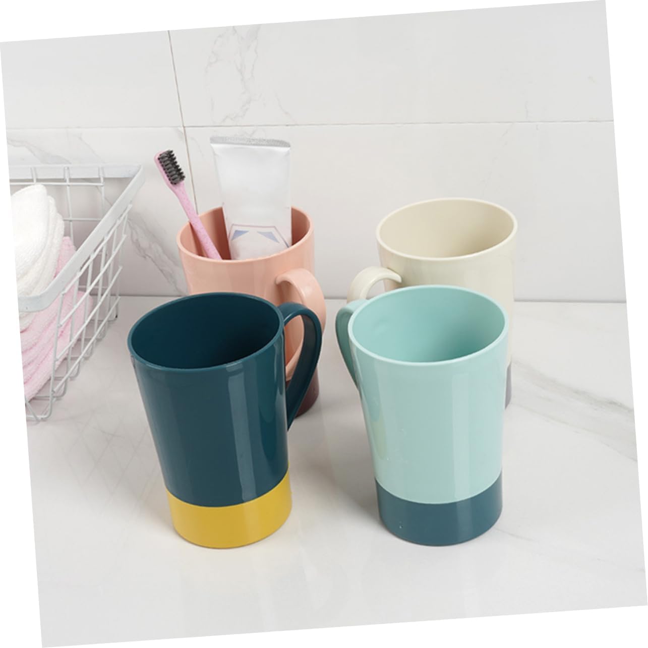 Stylish 4-Pack Reusable Toothbrush Holder Cups for Travel Camping