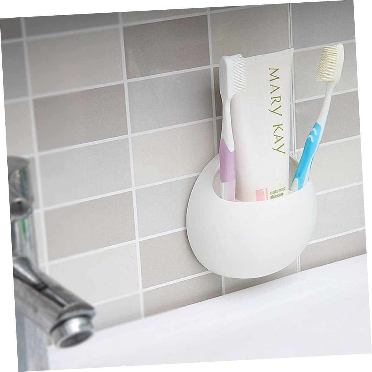 Wall-Mounted Suction Cup Toothbrush Organizer