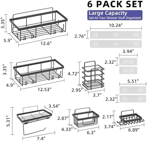 Veluckin 6-Piece Task Caddy Set for Bathroom and Kitchen Storage
