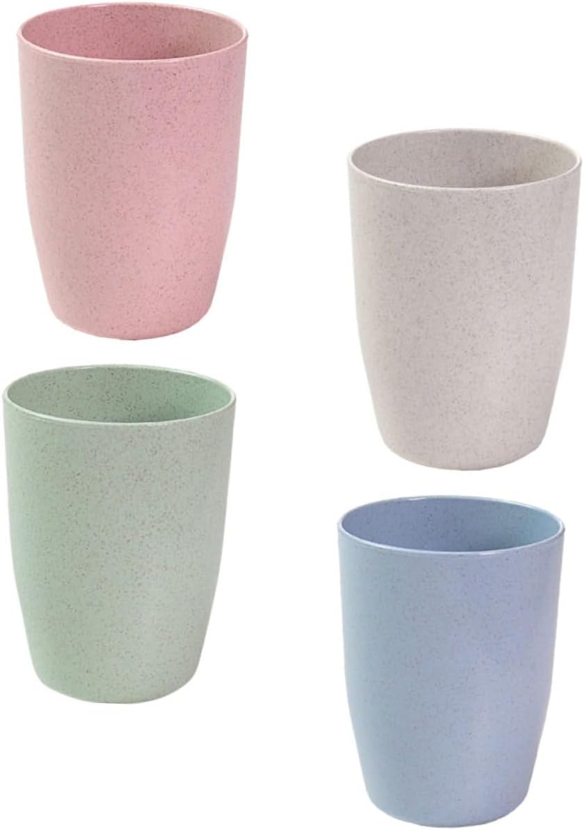4-Piece Wheat Straw Mouth Wash Toothbrush Cup Holder Set