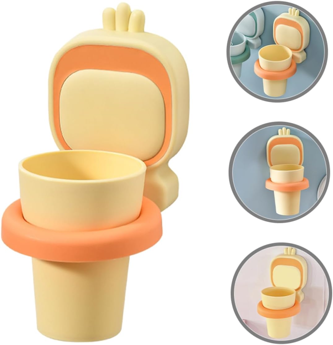 Sturdy Wall-Mounted Toothbrush Cup Holder for Kids