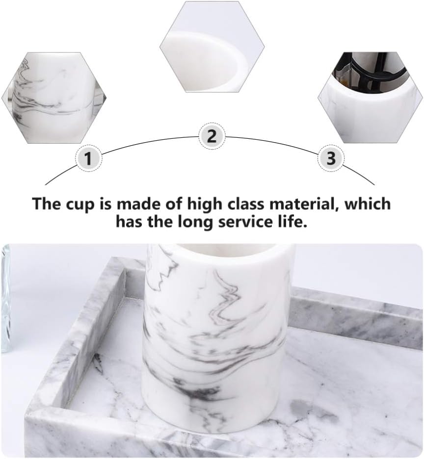 DoItool 1-Piece Family Toothbrush Mouthwash Holder with Marbling Gargle Cup