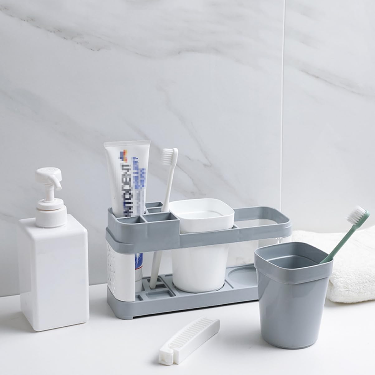 MAGICLULU Track Toothbrush Toothpaste Holder Suction-Cool Design for Home Kitchen