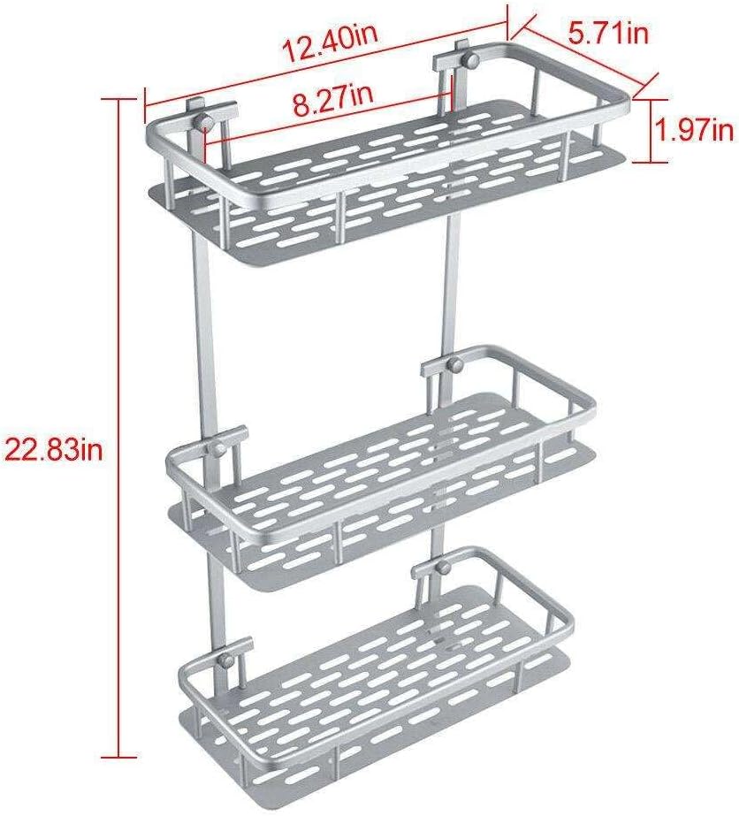 Finately Lit Aluminum Bathroom Wall Caddy Organizer 315x145x58cm Silver Pyramid