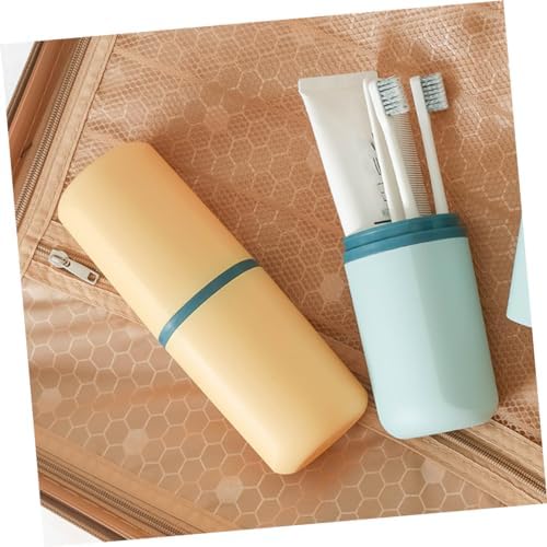 HAKIDZEL 4-Piece Portable Toothbrush Holder with Travel Toothpaste Container Organizer
